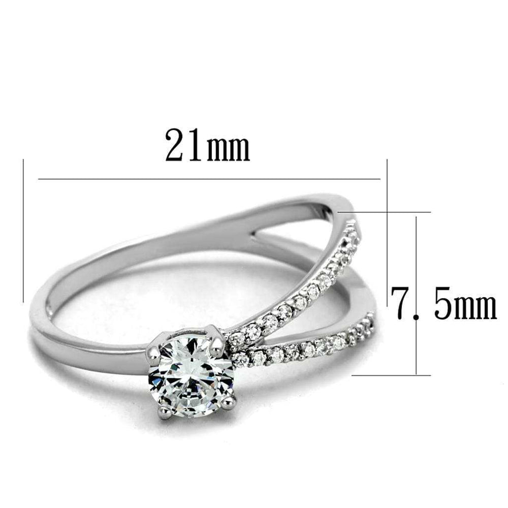 TS261 - Rhodium 925 Sterling Silver Ring with AAA Grade CZ in Clear - Alamode - Flyclothing LLC