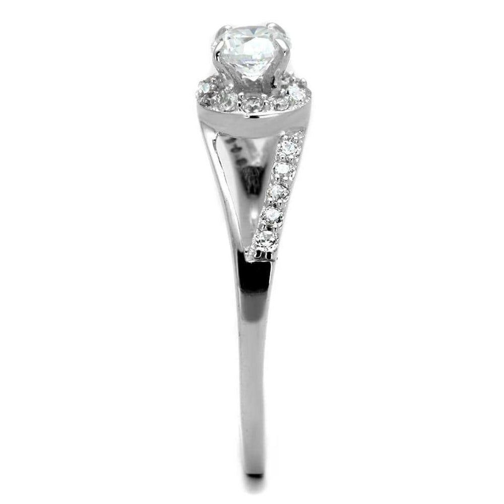 TS263 - Rhodium 925 Sterling Silver Ring with AAA Grade CZ in Clear - Alamode - Flyclothing LLC