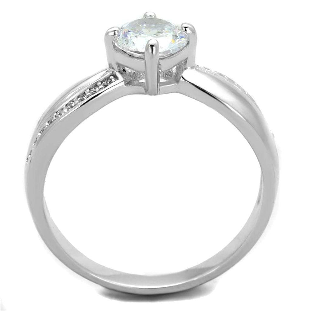 TS264 - Rhodium 925 Sterling Silver Ring with AAA Grade CZ in Clear - Alamode - Flyclothing LLC