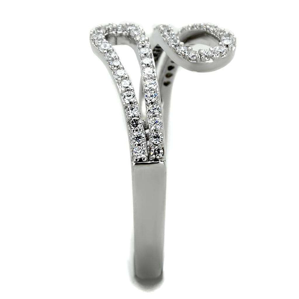 TS267 - Rhodium 925 Sterling Silver Ring with AAA Grade CZ in Clear - Alamode - Flyclothing LLC