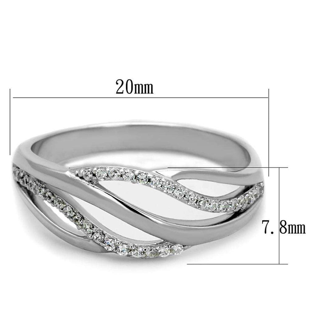 TS268 - Rhodium 925 Sterling Silver Ring with AAA Grade CZ in Clear - Alamode - Flyclothing LLC