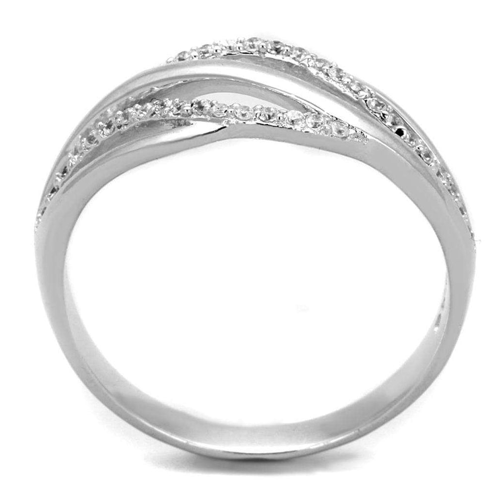TS268 - Rhodium 925 Sterling Silver Ring with AAA Grade CZ in Clear - Alamode - Flyclothing LLC