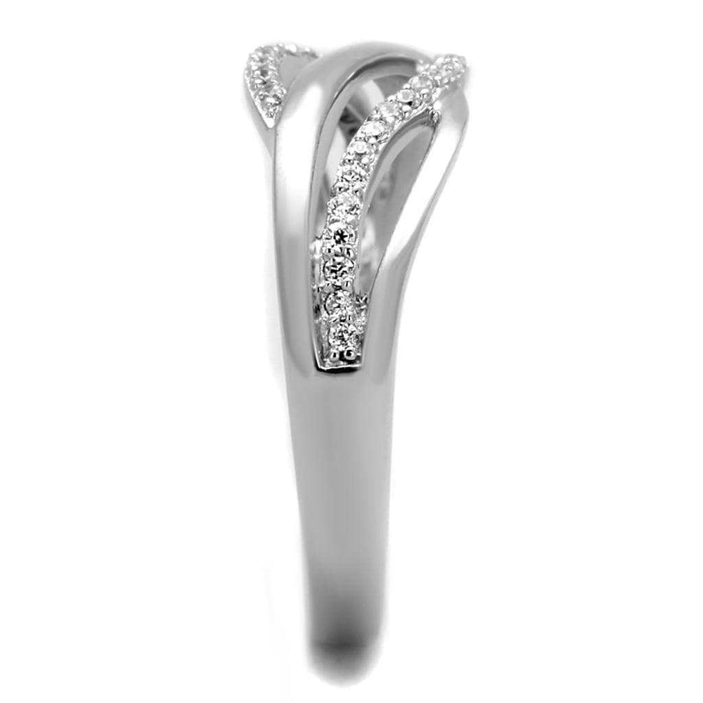 TS268 - Rhodium 925 Sterling Silver Ring with AAA Grade CZ in Clear - Alamode - Flyclothing LLC