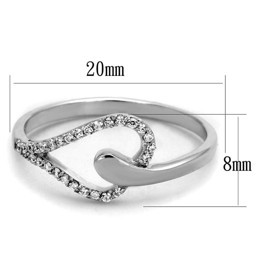 TS269 - Rhodium 925 Sterling Silver Ring with AAA Grade CZ in Clear - Alamode - Flyclothing LLC