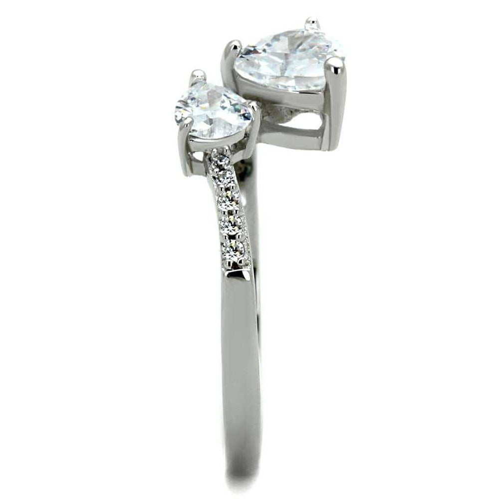 TS271 - Rhodium 925 Sterling Silver Ring with AAA Grade CZ in Clear - Alamode - Flyclothing LLC