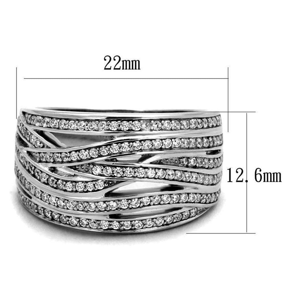 TS274 - Rhodium 925 Sterling Silver Ring with AAA Grade CZ in Clear - Alamode - Flyclothing LLC