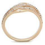 TS276 - Rose Gold 925 Sterling Silver Ring with AAA Grade CZ in Clear - Alamode - Flyclothing LLC