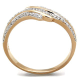 TS277 - Rose Gold + Rhodium 925 Sterling Silver Ring with AAA Grade CZ in Clear - Alamode - Flyclothing LLC
