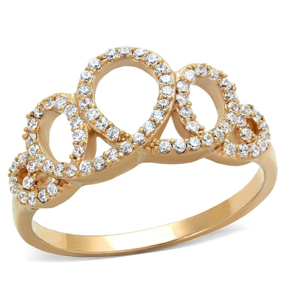 TS279 - Rose Gold 925 Sterling Silver Ring with AAA Grade CZ in Clear - Alamode - Flyclothing LLC