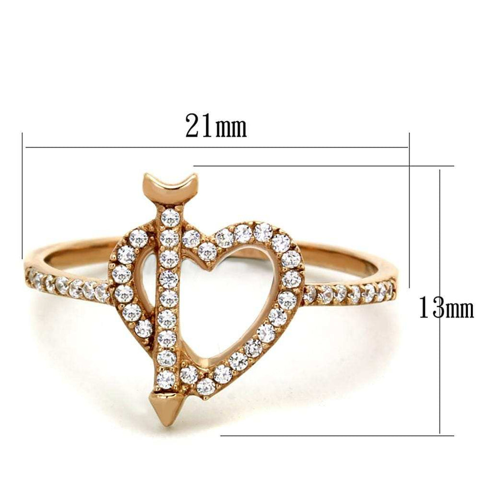 TS281 - Rose Gold 925 Sterling Silver Ring with AAA Grade CZ in Clear - Alamode - Flyclothing LLC