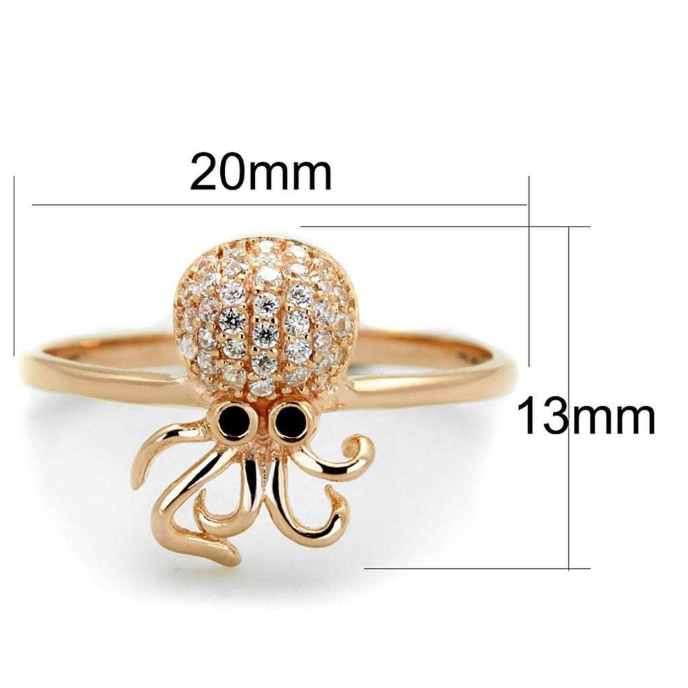 TS282 - Rose Gold 925 Sterling Silver Ring with AAA Grade CZ in Black Diamond - Alamode - Flyclothing LLC