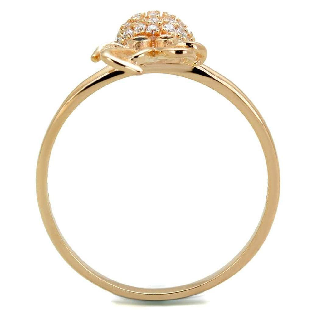 TS282 - Rose Gold 925 Sterling Silver Ring with AAA Grade CZ in Black Diamond - Alamode - Flyclothing LLC