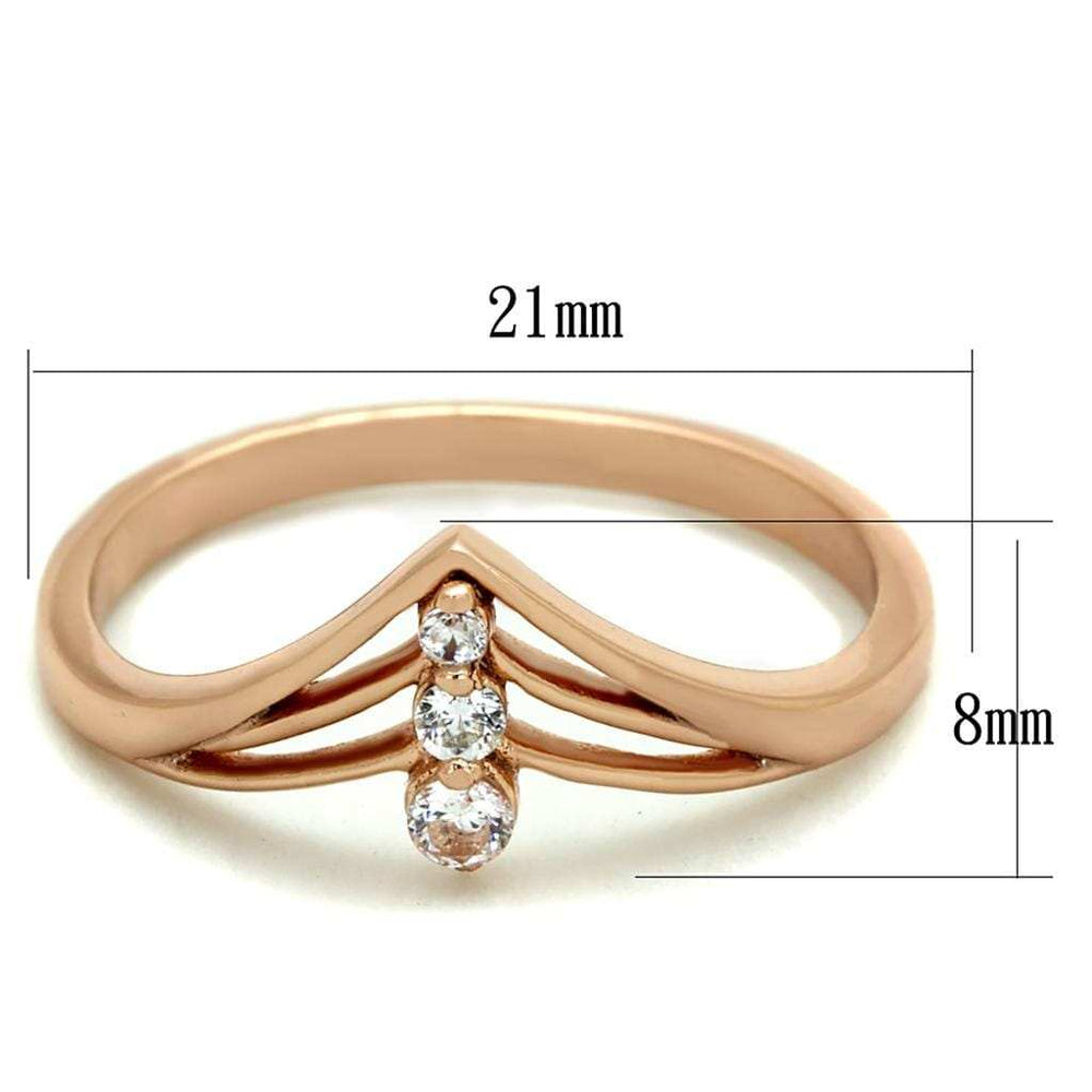 TS283 - Rose Gold 925 Sterling Silver Ring with AAA Grade CZ in Clear - Alamode - Flyclothing LLC