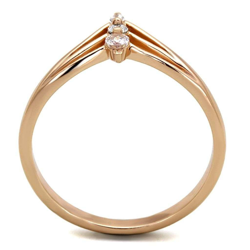 TS283 - Rose Gold 925 Sterling Silver Ring with AAA Grade CZ in Clear - Alamode - Flyclothing LLC