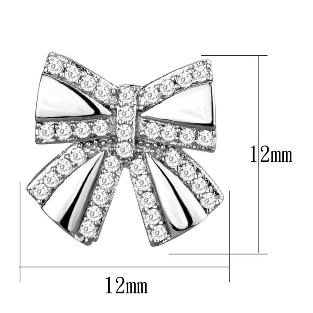 TS287 - Rhodium 925 Sterling Silver Earrings with AAA Grade CZ in Clear - Alamode - Flyclothing LLC