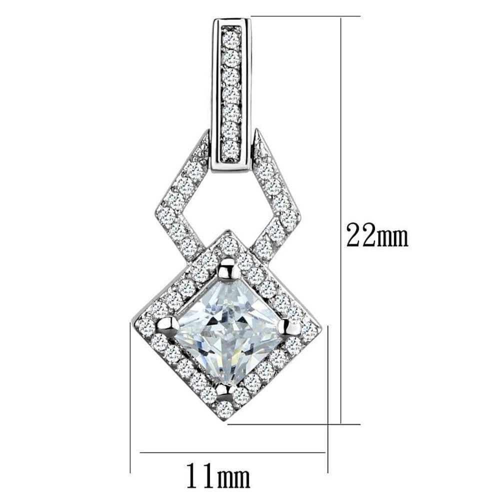 TS291 - Rhodium 925 Sterling Silver Earrings with AAA Grade CZ in Clear - Alamode - Flyclothing LLC