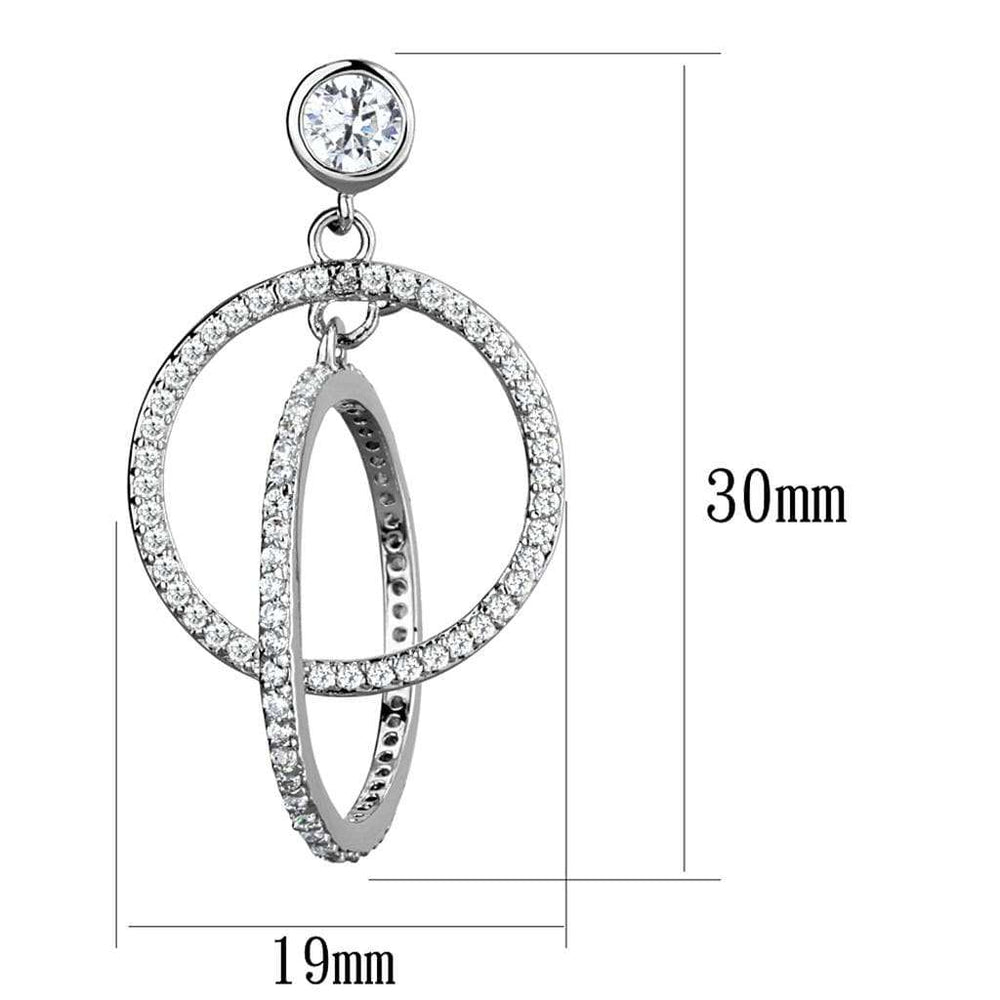 TS294 - Rhodium 925 Sterling Silver Earrings with AAA Grade CZ in Clear - Alamode - Flyclothing LLC
