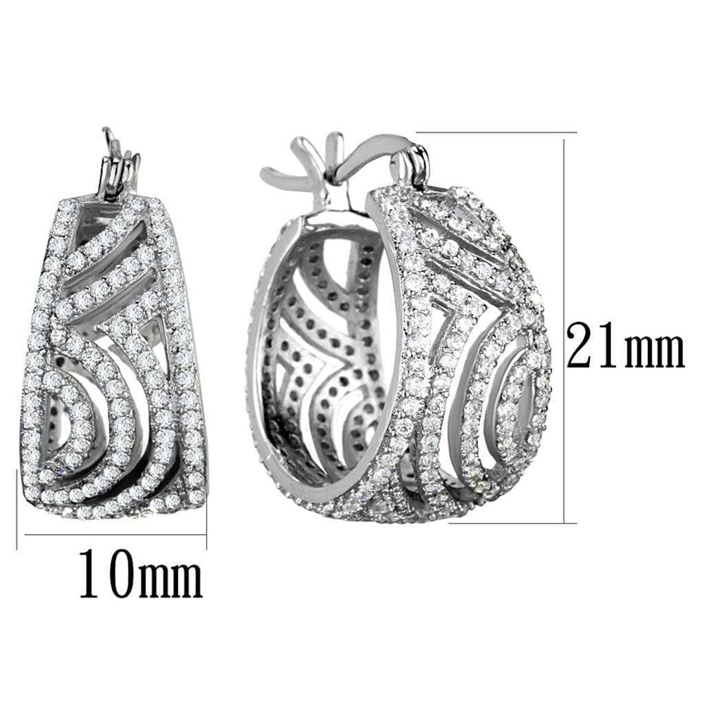 TS296 - Rhodium 925 Sterling Silver Earrings with AAA Grade CZ in Clear - Alamode - Flyclothing LLC