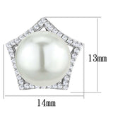 TS300 - Rhodium 925 Sterling Silver Earrings with Synthetic Pearl in White - Alamode - Flyclothing LLC