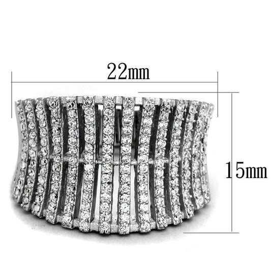 TS302 - Rhodium 925 Sterling Silver Ring with AAA Grade CZ in Clear - Alamode - Flyclothing LLC