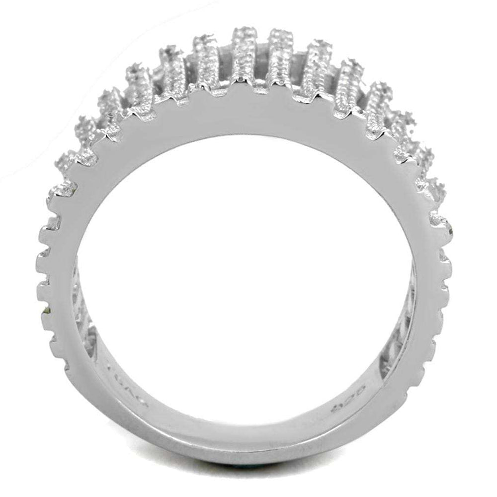 TS302 - Rhodium 925 Sterling Silver Ring with AAA Grade CZ in Clear - Alamode - Flyclothing LLC