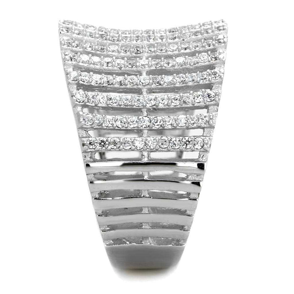 TS302 - Rhodium 925 Sterling Silver Ring with AAA Grade CZ in Clear - Alamode - Flyclothing LLC