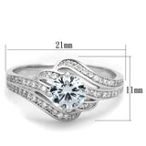 TS303 - Rhodium 925 Sterling Silver Ring with AAA Grade CZ in Clear - Alamode - Flyclothing LLC