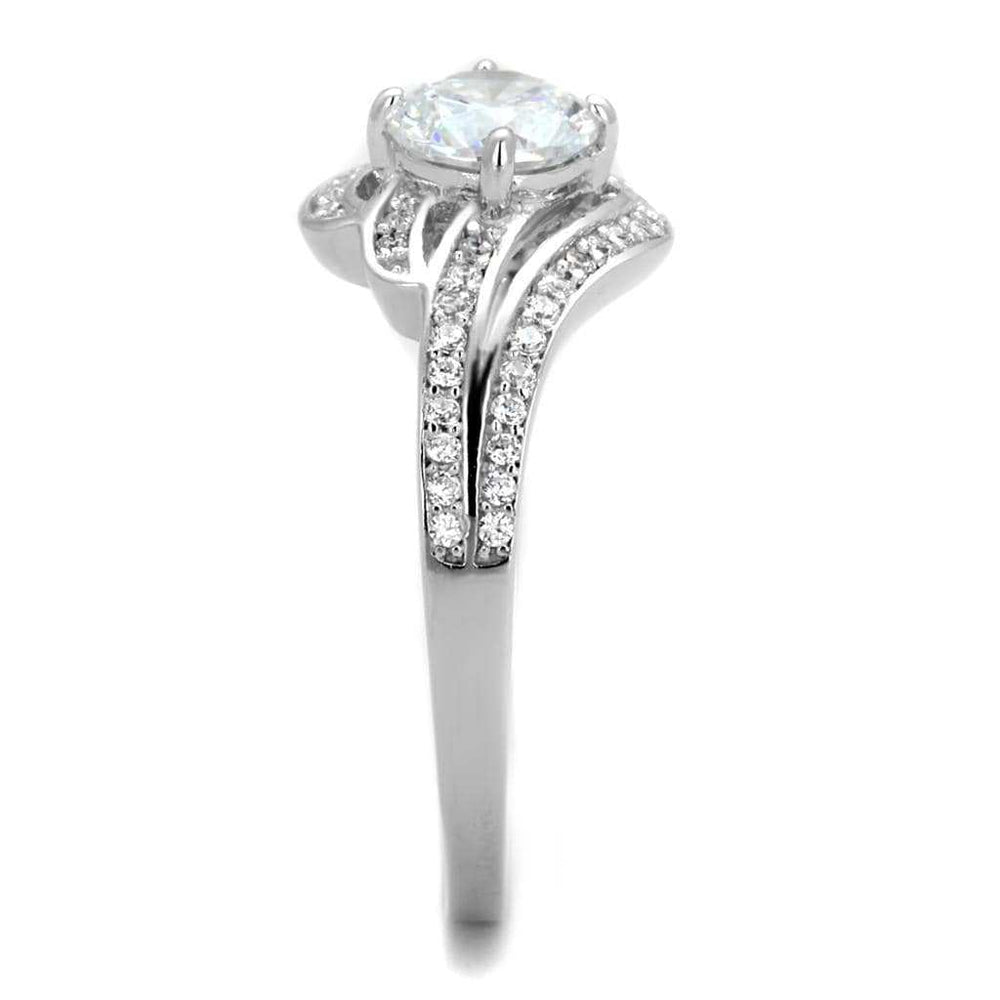 TS303 - Rhodium 925 Sterling Silver Ring with AAA Grade CZ in Clear - Alamode - Flyclothing LLC