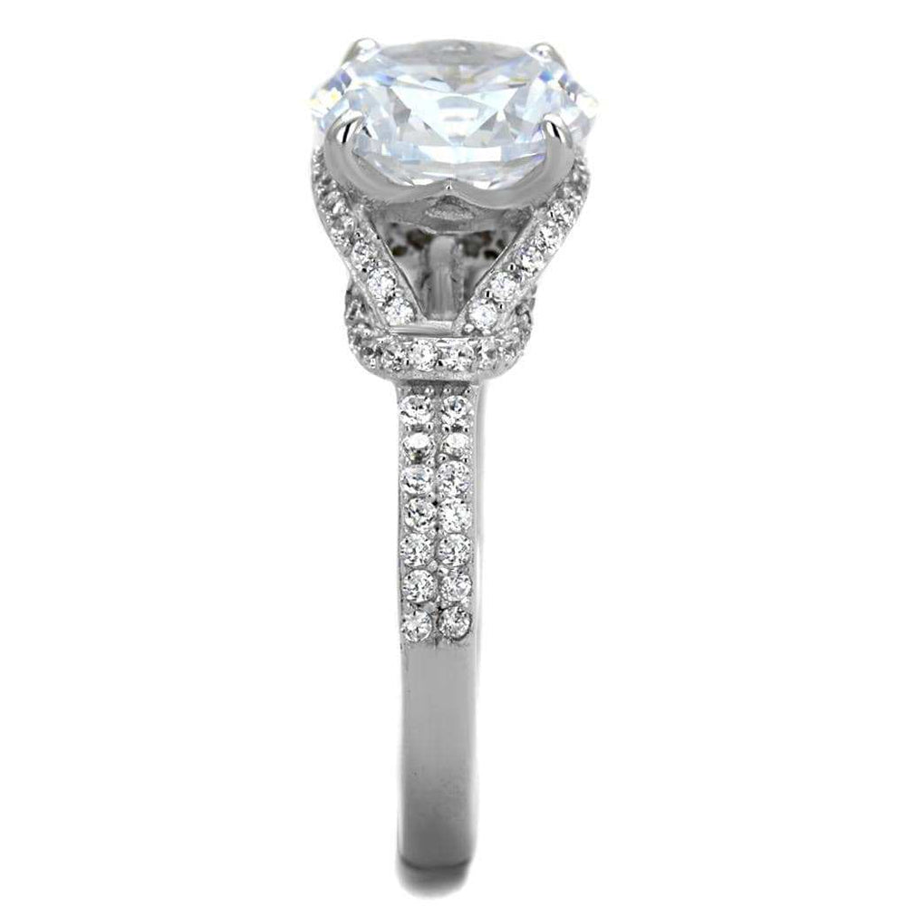 TS304 - Rhodium 925 Sterling Silver Ring with AAA Grade CZ in Clear - Alamode - Flyclothing LLC