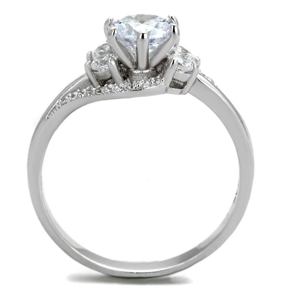 TS305 - Rhodium 925 Sterling Silver Ring with AAA Grade CZ in Clear - Alamode - Flyclothing LLC