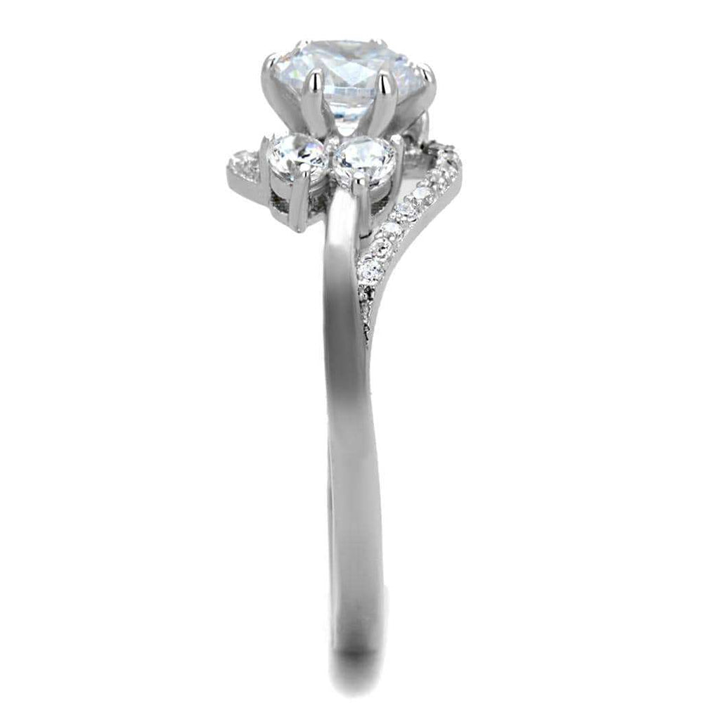 TS305 - Rhodium 925 Sterling Silver Ring with AAA Grade CZ in Clear - Alamode - Flyclothing LLC