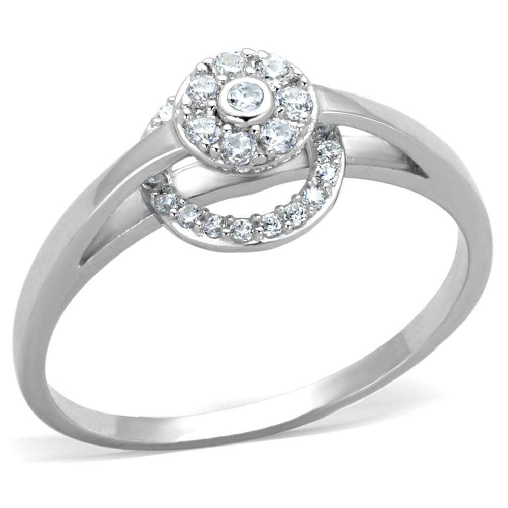 TS310 - Rhodium 925 Sterling Silver Ring with AAA Grade CZ in Clear - Alamode - Flyclothing LLC
