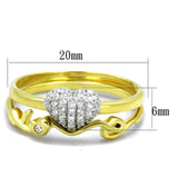 TS311 - Gold+Rhodium 925 Sterling Silver Ring with AAA Grade CZ in Clear - Alamode - Flyclothing LLC