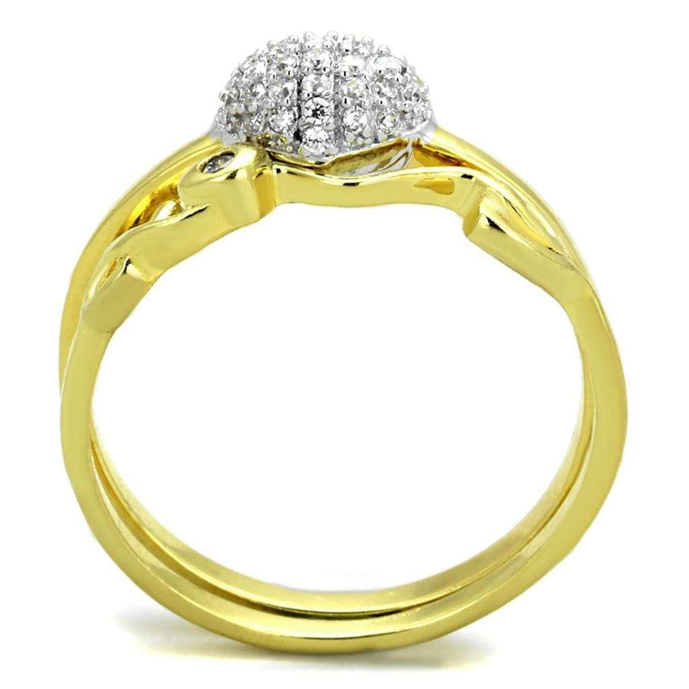 TS311 - Gold+Rhodium 925 Sterling Silver Ring with AAA Grade CZ in Clear - Alamode - Flyclothing LLC