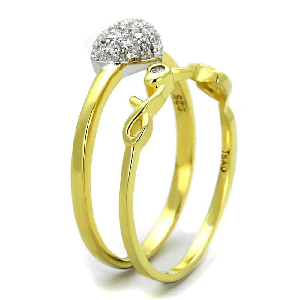 TS311 - Gold+Rhodium 925 Sterling Silver Ring with AAA Grade CZ in Clear - Alamode - Flyclothing LLC
