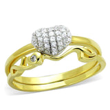 TS311 - Gold+Rhodium 925 Sterling Silver Ring with AAA Grade CZ in Clear - Alamode - Flyclothing LLC