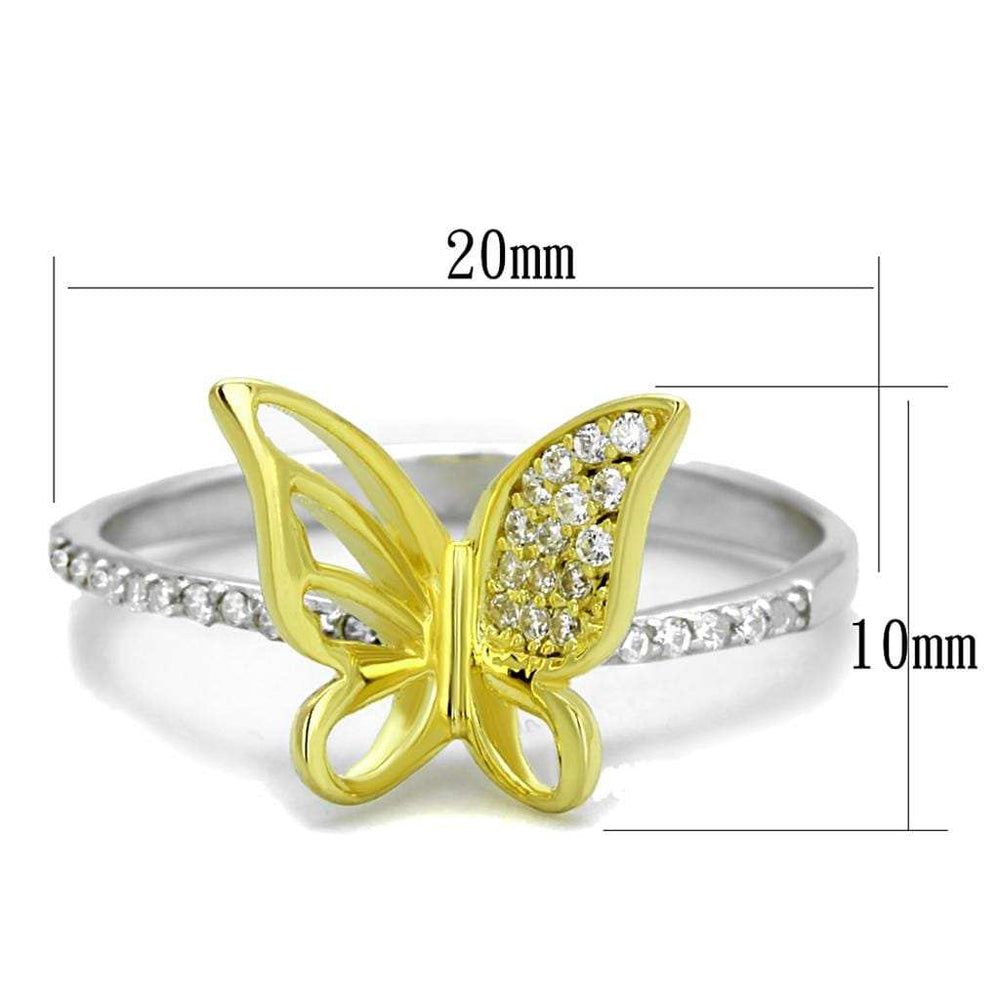 TS312 - Reverse Two-Tone 925 Sterling Silver Ring with AAA Grade CZ in Clear - Alamode - Flyclothing LLC