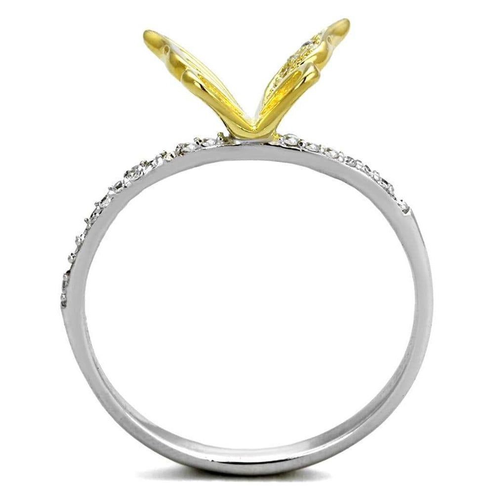 TS312 - Reverse Two-Tone 925 Sterling Silver Ring with AAA Grade CZ in Clear - Alamode - Flyclothing LLC