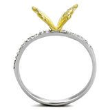 TS312 - Reverse Two-Tone 925 Sterling Silver Ring with AAA Grade CZ in Clear - Alamode - Flyclothing LLC