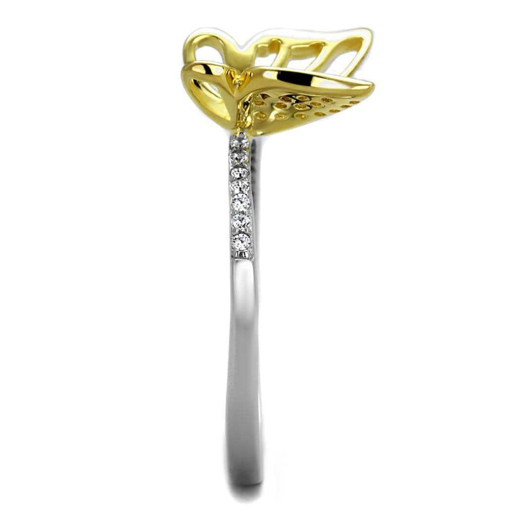 TS312 - Reverse Two-Tone 925 Sterling Silver Ring with AAA Grade CZ in Clear - Alamode - Flyclothing LLC