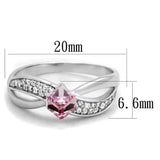 TS313 - Rhodium 925 Sterling Silver Ring with Top Grade Crystal in Light Rose - Alamode - Flyclothing LLC