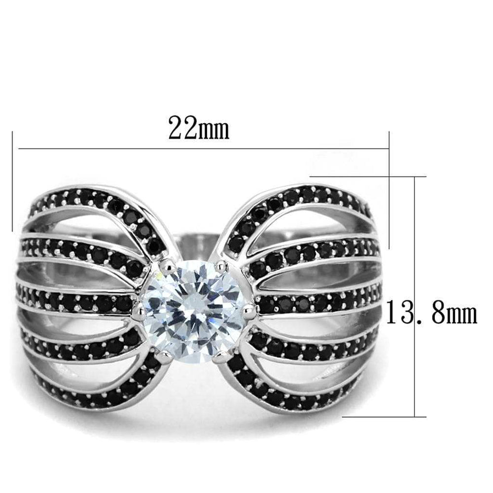 TS314 - Rhodium 925 Sterling Silver Ring with AAA Grade CZ in Clear - Alamode - Flyclothing LLC