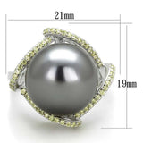 TS318 - Rhodium 925 Sterling Silver Ring with Synthetic Pearl in Gray - Alamode - Flyclothing LLC