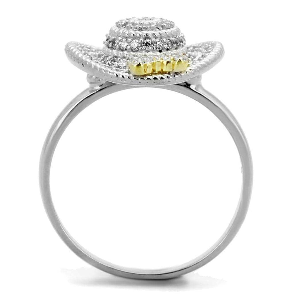 TS319 - Reverse Two-Tone 925 Sterling Silver Ring with AAA Grade CZ in Topaz - Alamode - Flyclothing LLC
