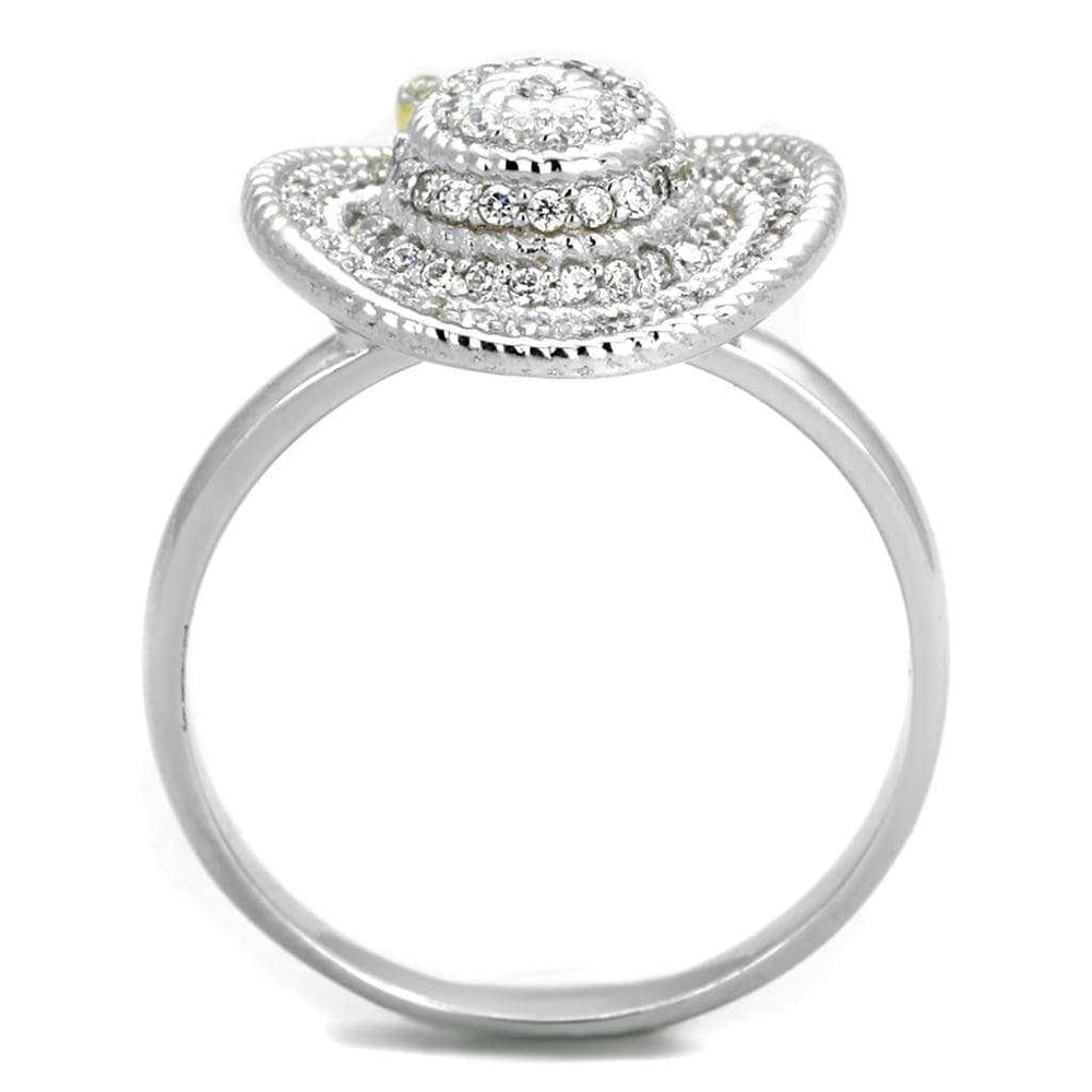 TS319 - Reverse Two-Tone 925 Sterling Silver Ring with AAA Grade CZ in Topaz - Alamode - Flyclothing LLC