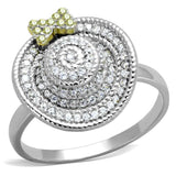 TS319 - Reverse Two-Tone 925 Sterling Silver Ring with AAA Grade CZ in Topaz - Alamode - Flyclothing LLC