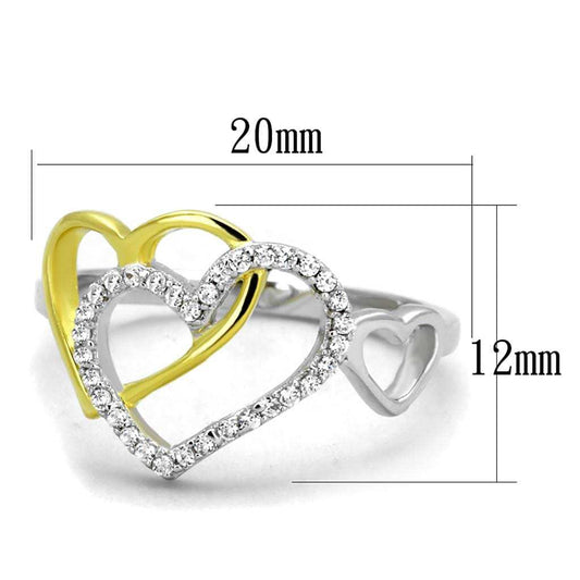TS321 - Gold+Rhodium 925 Sterling Silver Ring with AAA Grade CZ in Clear - Alamode - Flyclothing LLC