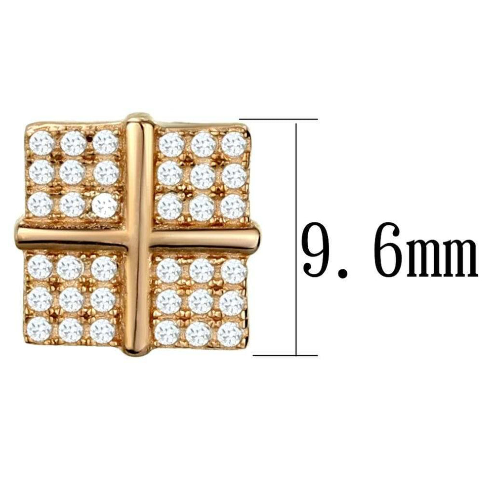TS322 - Rose Gold 925 Sterling Silver Earrings with AAA Grade CZ in Clear - Alamode - Flyclothing LLC