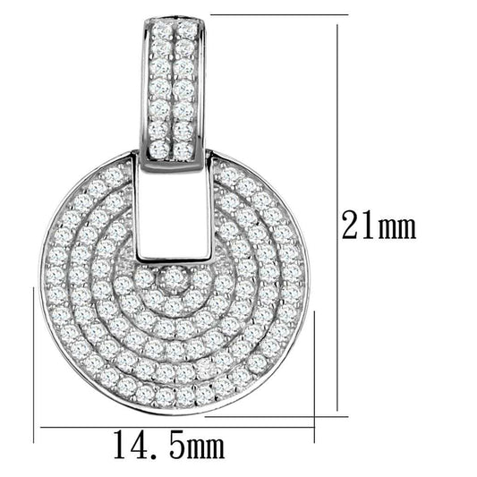 TS323 - Rhodium 925 Sterling Silver Earrings with AAA Grade CZ in Clear - Alamode - Flyclothing LLC