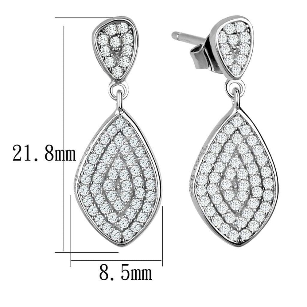 TS325 - Rhodium 925 Sterling Silver Earrings with AAA Grade CZ in Clear - Alamode - Flyclothing LLC